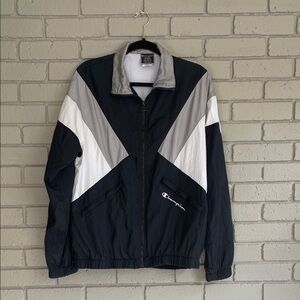 Champion Men's Black, Gray, and White Windbreaker
